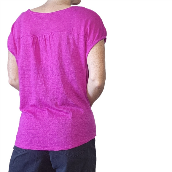 Casual top Short sleeves Pink 100% linen lightweight breathable JOIE - Picture 3 of 10